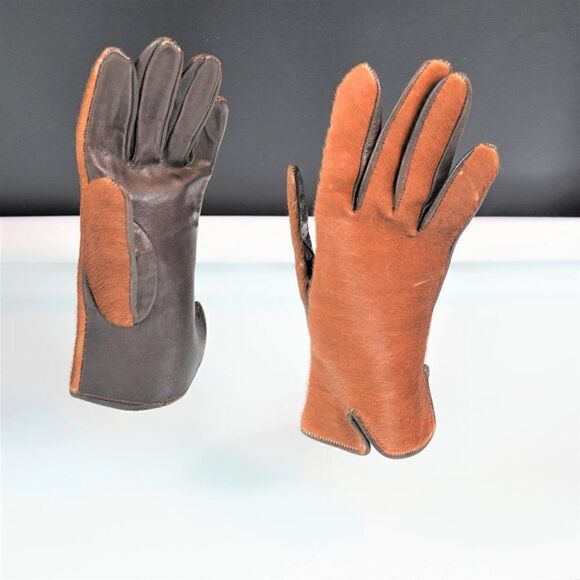 Vintage Fashion Gloves Hair On Hide Leather - Picture 5 of 10